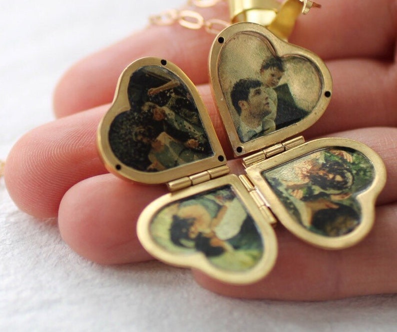 Photo Locket Brooch, Folding Locket with Pictures, Memorial Bouquet Pin, Customized Engraved Brooch, Personal Heart Locket, F&F BROOCH image 8