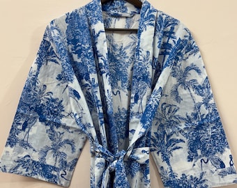 Cotton Kimono Robes Dressing Gown, Block Print Bridesmaid, Summer Nightwear, Gifts For Bridesmaid, Cotton Wear Bathrobe, Gifts For Her