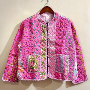 Indian Handmade Patchwork Quilted Jacket – Vintage Cotton Reversible Boho Coat for Women, gifts for her, gifts for mom, wedding gifts
