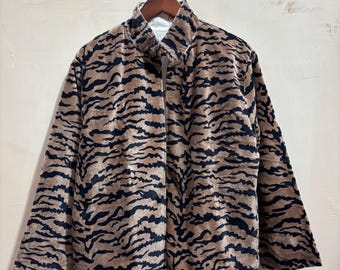 Tiger Print Velvet Jacket, Reversible Velvet Jacket, Velvet Block Print Jacket, Indian Velvet Jacket, Gifts For Her, personalized Gifts