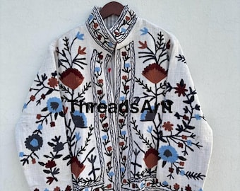 Handmade Suzani Embroidery Jacket, Winter Wear Jacket, Women Coat Suzani Short Jacket Tnt Fabric Suzani Jacket, Gift For Her, Christmas Gift