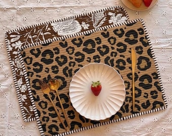 Cotton quilted Placemats Reversible Dining Mats, Wedding Decor, Hand block Printing Cotton Quilted Placemats, Christmas Gifts, Gifts For Her