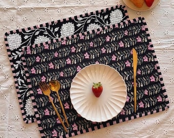 Quilted Placemats Reversible Dining Mats, Wedding Decor, Floral Printing Cotton Quilted Placemats, Christmas Gifts, Gifts For Her, Placemats