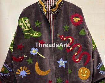 Velvet Jacket, Embroidered Suzani Unique Jacket, Bohemian Winter Wear Jacket, Pure Velvet Jacket, Personalized Gifts For Her, Gift For Her