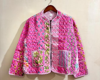 Indian Handmade Patchwork Quilted Jacket – Vintage Cotton Reversible Boho Coat for Women, gifts for her, gifts for mom, wedding gifts