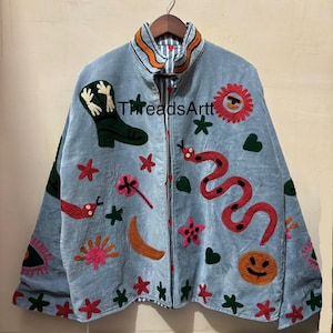 Velvet Jacket, Embroidered Suzani Unique Jacket, Bohemian Winter Wear Jacket, Pure Velvet Jacket, Personalized Gifts For Her, Gift For Her