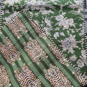 Handmade Reversible Cotton Yoga Mat, Quilted Green Cotton Yoga Mat, Therapy Yoga Mat, Women Yoga Mat, Pure Cotton Yoga Mat, Gifts For Women image 9