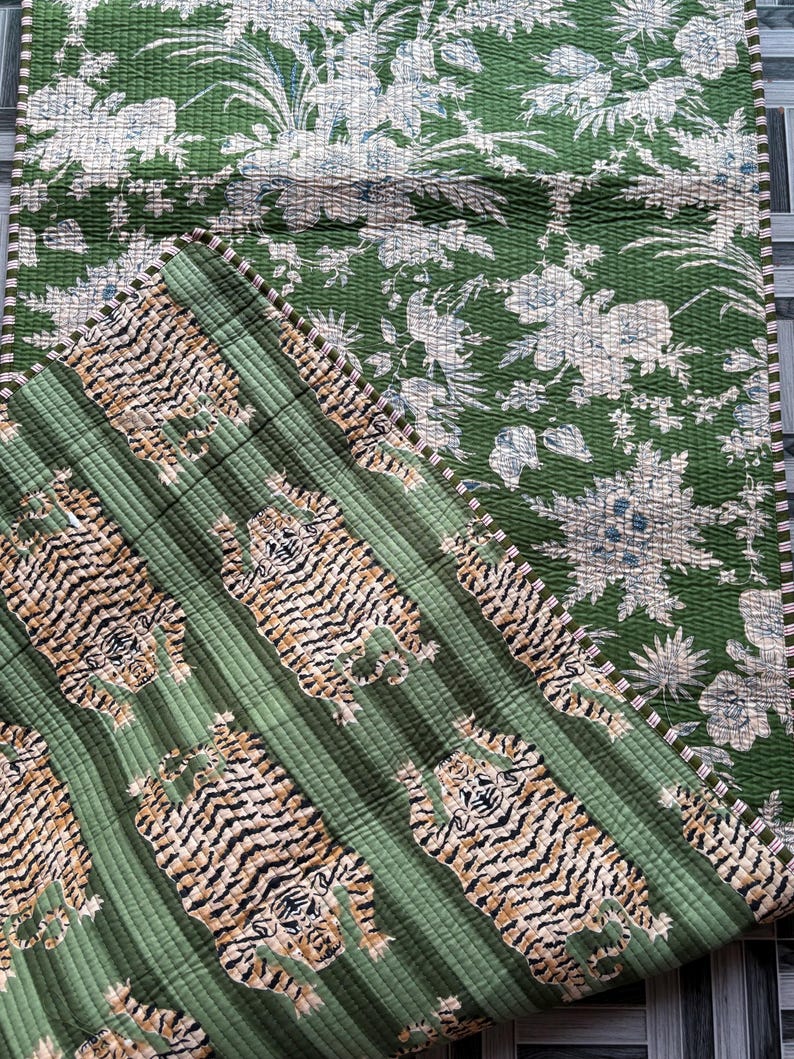 Handmade Reversible Cotton Yoga Mat, Quilted Green Cotton Yoga Mat, Therapy Yoga Mat, Women Yoga Mat, Pure Cotton Yoga Mat, Gifts For Women image 9