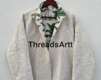 White Reversible Cotton Suzani, Hand Embroidery Jacket Coat, Tnt Suzani Jacket, Cotton Suzani, Winter Wear Jacket, Birthday Gifts For Her