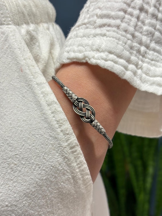 999 Silver Infinity Bracelet, Handmade Minimalist Cuff with Infinity Symbol for Men and Women