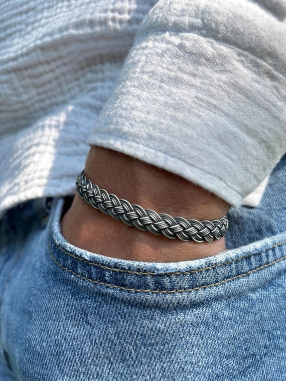 999 Silver Braided Bracelet, Celtic Viking Style