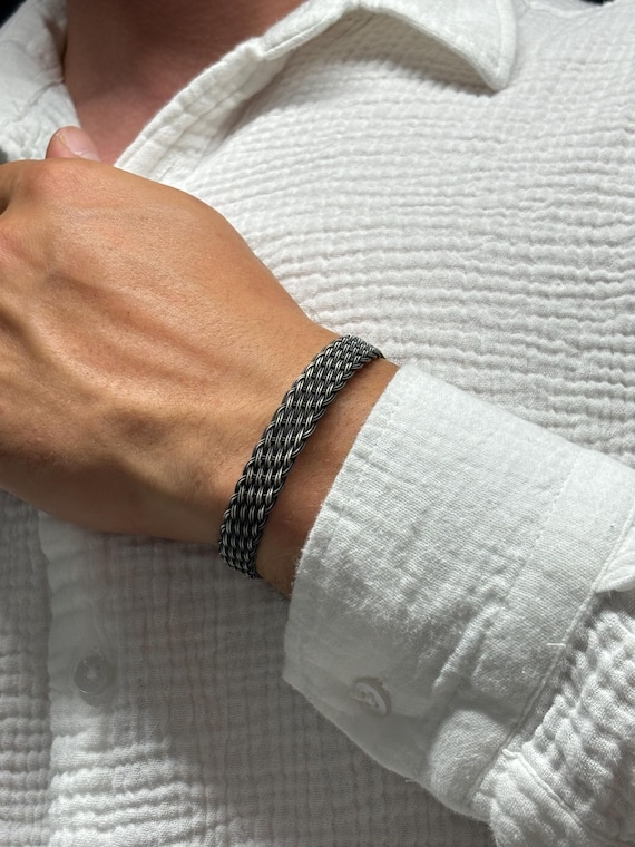 999 Silver Woven Bracelet, Couples Bracelet for Him Her, Chain Bracelet, Gift for Girlfriend Boyfriend, Anniversary Gift