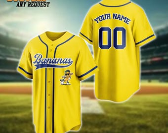 Camisa de beisebol personalizada do time Bananas, camisa Let's Go Bananas, camisa engraçada do time Bananas, nome e número personalizados, presente para torcedor.