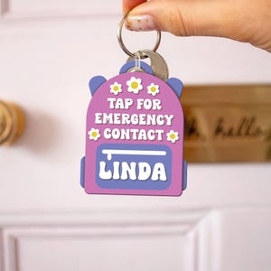 Custom NFC Emergency Contact Tag for Kids, Tap for Parent Info, Backpack Safety Tag, Smart ID Keychain, Travel Alert, School Supplies.