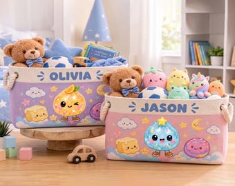 Opbergmand voor knuffels, gepersonaliseerde opbergmand voor knuffels, speelgoedopbergmand voor de kinderkamer, organizer voor de kinderkamer, opbergbak voor knuffels