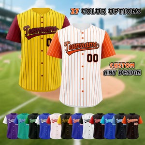 Custom Baseball Jersey for Men, Pinstripe Baseball Shirt, Pinstripe Button Down Uniform, Personalized with Logo & Name Print.