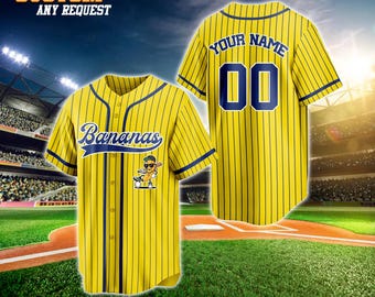 Camisa engraçada do Bananas, camisa de beisebol personalizada do time Bananas, camisa Let's Go Bananas, nome e número do time personalizados, presente para torcedor.
