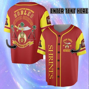Shriners Baseball Jersey, Customized Shriners Nobles Anclient Egyptian 3D Shirt, Gift for Fraternity Members.