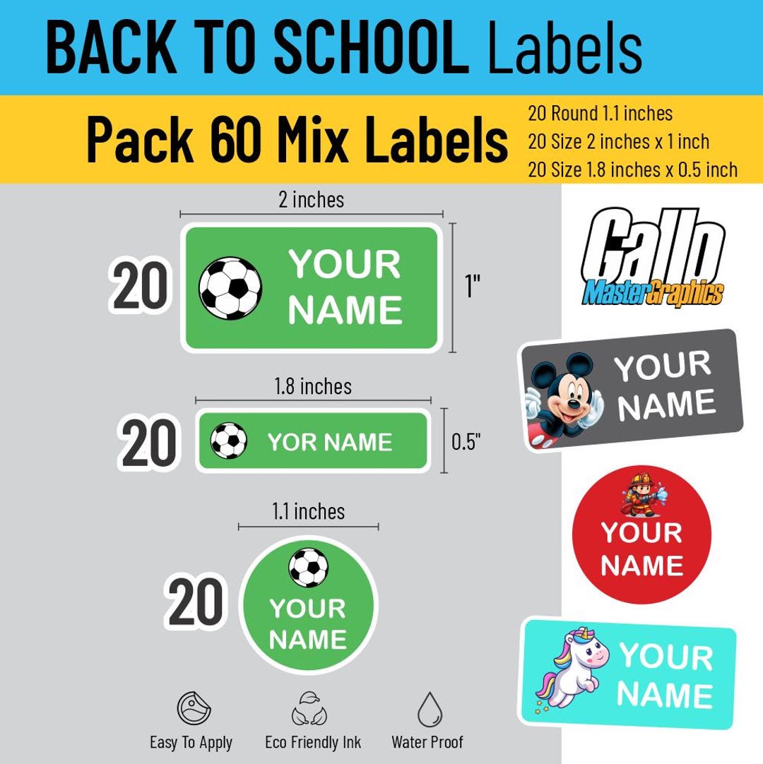 Personalized Daycare Name Labels for Kids School for Launch Box Bottles ...