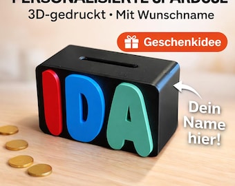 Spardose mit Name – Individuell & 3D gedruckt | Perfektes Geschenk