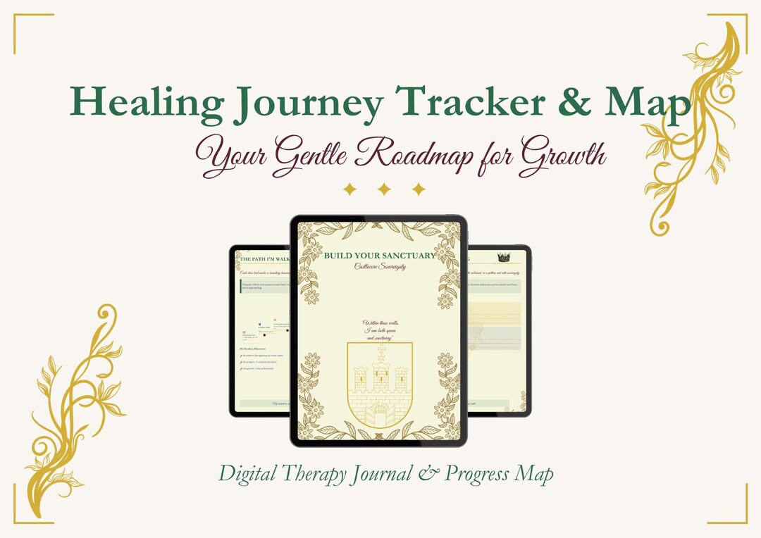 Healing Journey Tracker Bundle - Digital Therapy Journal, Progress Map, Inner Child Work, Growth ...