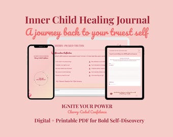 Inner Child Healing Journal | Cherry-Coded Trauma Healing Planner | Digital & Printable | Inner Child Prompts and Affirmations
