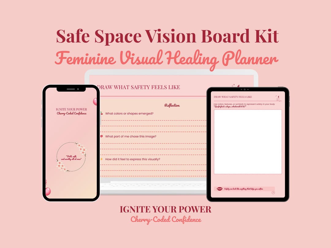 Safe Space Vision Board Kit | Cherry-coded Digital Mood Board ...