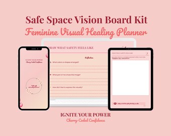 Safe Space Vision Board Kit | Cherry-Coded Digital Mood Board | Feminine Visual Healing Planner