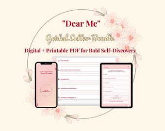 Dear Me Letter Bundle | Cherry-Coded Emotional Healing Journal | Guided Self-Writing Prompts