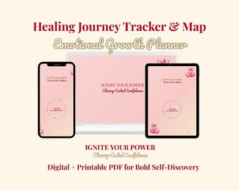 Healing Journey Tracker | Cherry-Coded Digital Emotional Growth Planner | Printable Progress Map