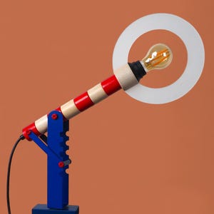 Vintage HABA signal lamp | German desk lamp | Railway barrier light | Kids room decor | Adjustable clamp | Collectible 1990s Memphis-style