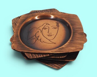 Vintage-Untersetzer im Picasso-Stil | Polnische Kunst von 1978, Originalverpackung