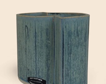 Organizador de cerámica danesa vintage / Cerámica escandinava azul mate