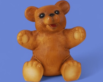 Lámpara vintage de osito de peluche Heico / Luz nocturna de plástico de los años 80 / Diseño de Alemania Occidental / Decoración espeluznante y dulce / Luz ambiental con brillo ámbar