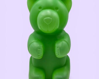 Lámpara de noche vintage de los años 80 con forma de osito de peluche Messow / Lámpara retro verde con forma de osito de goma