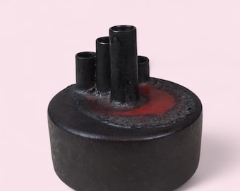 Candelabro vintage de lava gruesa / Candelabro de cerámica brutalista / Estilo de cerámica de Alemania Occidental / Decoración moderna de mediados de siglo de los años 70