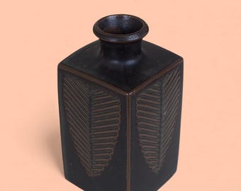 Jarrón de cerámica Knabstrup vintage / Serie Erik Reiff Nautilus / Cerámica moderna danesa / Gres de la década de 1970 / Decoración minimalista Scandi