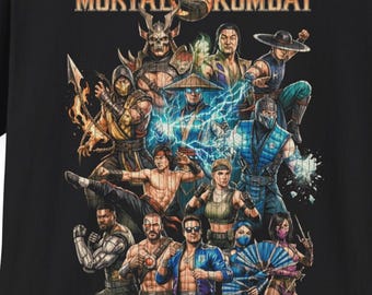 Mortal Kombat Vintage Halftone Graphic T-Shirt, Fighting Video Game Tee
