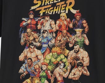 Street Fighter Vintage Halftone Graphic T-Shirt | 90s Arcade Fighting Game Tee
