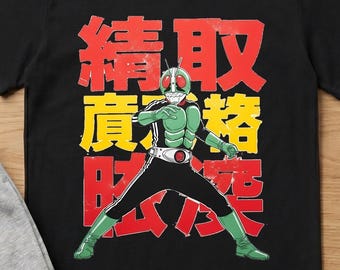 Kamen Rider Unisex Softstyle Graphic T-Shirt, Japanese Superhero Tee, Retro Tokusatsu, 70s Anime, Manga Style, Vintage Hero, Comic Book tee