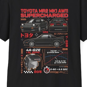 Toyota MR2 MK1 Supercharged AW11 JDM - Camiseta unisex de estilo suave con gráficos