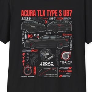 Camiseta gráfica unisex estilo suave estilo urbano JDM Acura TLX Type S