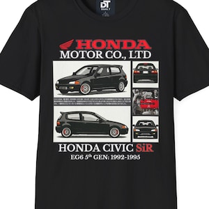 Honda Civic Hatchback SiR EG6 5. generacja: 1992-1995 Koszulka unisex w stylu vintage z grafiką Softstyle