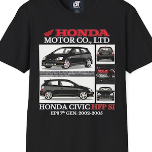 Honda Civic Hatchback HFP Si EP3 7th Gen: 2002-2005 Vintage Style Unisex Softstyle Graphic T-Shit