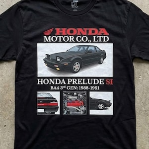 Honda Prelude Si BA4 3rd Gen: 1988-1991 JDM Vintage Style Unisex Softstyle Graphic T-Shirt, 90's Retro Style Japanese Car Graphic Tee
