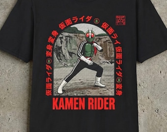 Kamen Rider Vintage Style Unisex Softstyle Graphic T-Shirt | Retro Inspired Japanese Tokusatsu Graphic Tee | Showa Era Masked Rider
