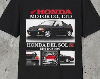 Honda Del Sol Si EH6 1993-1997 JDM Vintage Style Unisex Softstyle Graphic T-Shirt, 90's Retro Style Japanese Car Graphic Tee
