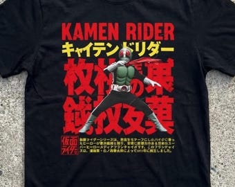 Kamen Rider Shirt, Vintage Japanese Style Tokusatsu Tee, Retro Masked Rider Graphic T-Shirt, Anime Streetwear, Gift for Him, 90s Aesthetic