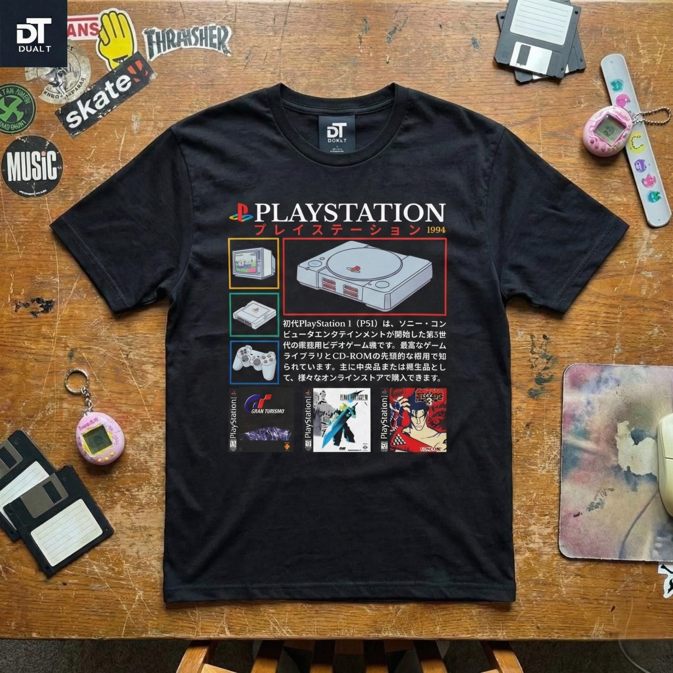 Playstation 1 Tribute Vintage Style 90s Unisex Softstyle Graphic T