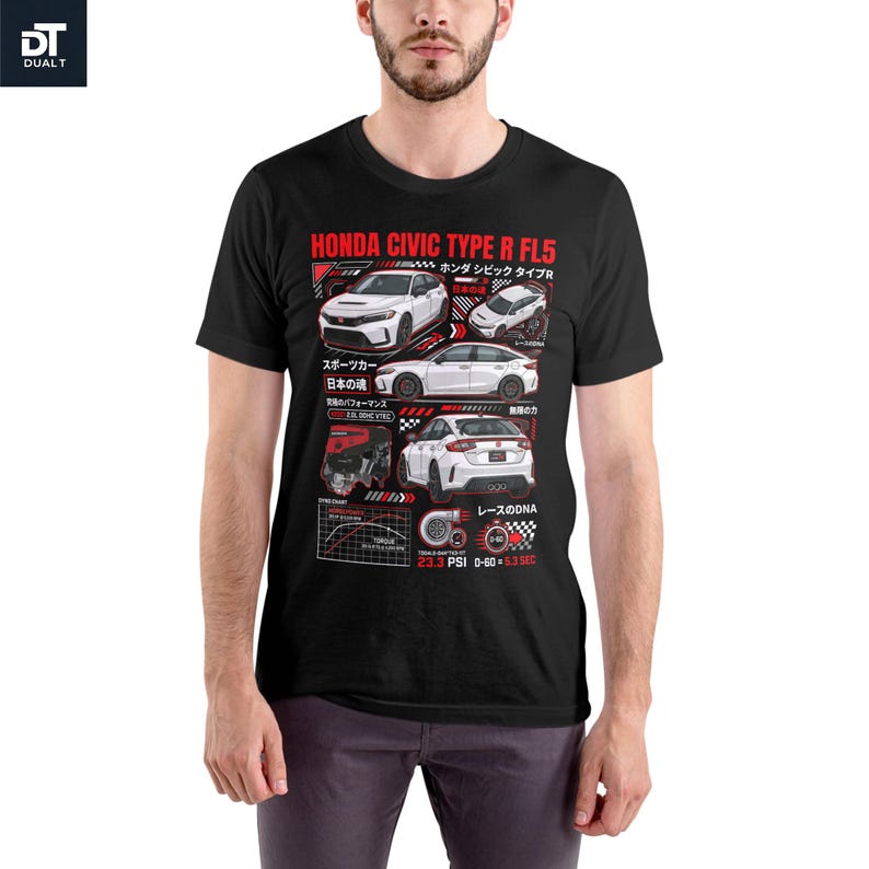 Honda Civic Type R FL5 JDM Streetwear Graphic Tee | K20C1 | Car Enthusiast Gift | Softstyle Unisex image 6